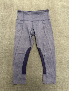 Lululemon Purple Cropped Athletic Leggings with Mesh Detail